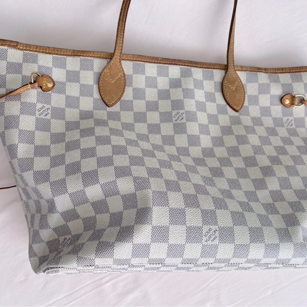 Louis Vuitton Damier Azur Canvas Tote - Light Gray & Tan Trim